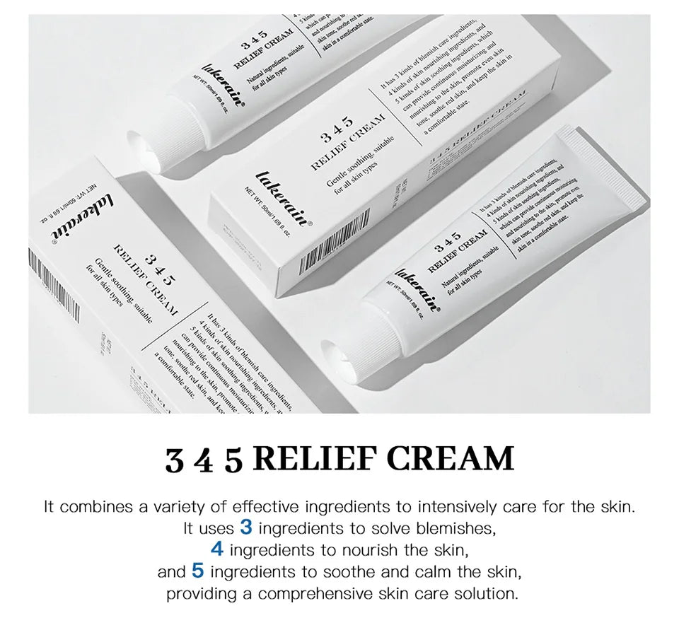 Crème Apaisante Relief 345 - Hydratante Anti-Imperfections Nourrissante Soin Peau Sensible Beauté