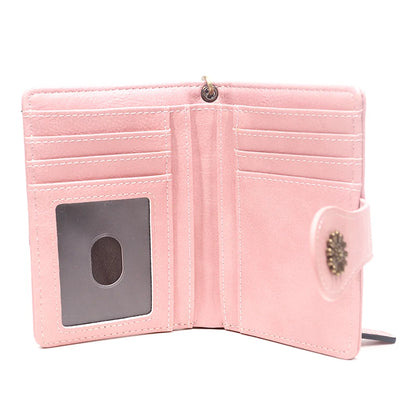 Portefeuille Femme Cuir Rétro Rouge - Porte-Monnaie Court Bifold avec Porte-Cartes Détachable