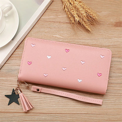 Portefeuille Long Femme Cœur Amour Luxe - Porte-Cartes Téléphone Clutch Fille