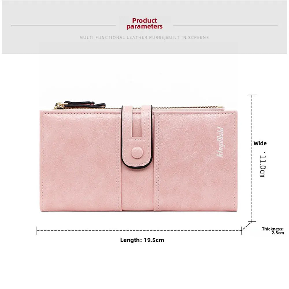 Portefeuille Long Femme Cuir PU Grande Capacité - Porte-Cartes Fermeture Éclair Fashion
