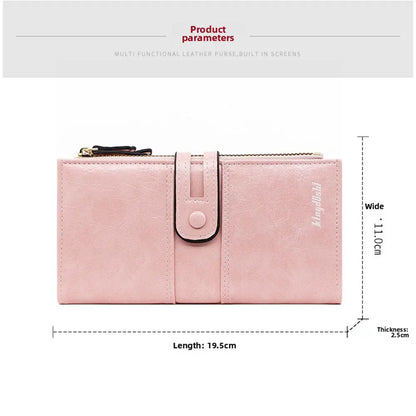 Portefeuille Long Femme Cuir PU Grande Capacité - Porte-Cartes Fermeture Éclair Fashion
