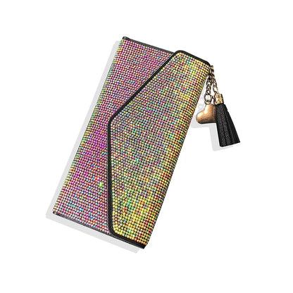 Portefeuille Femme Cristaux Bling - Porte-Cartes Carré Fashion avec Strass