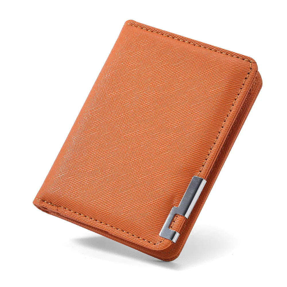 Portefeuille Homme Cuir Synthétique Slim - Porte-Carte Business Minimaliste Multiples Emplacements Géométrique