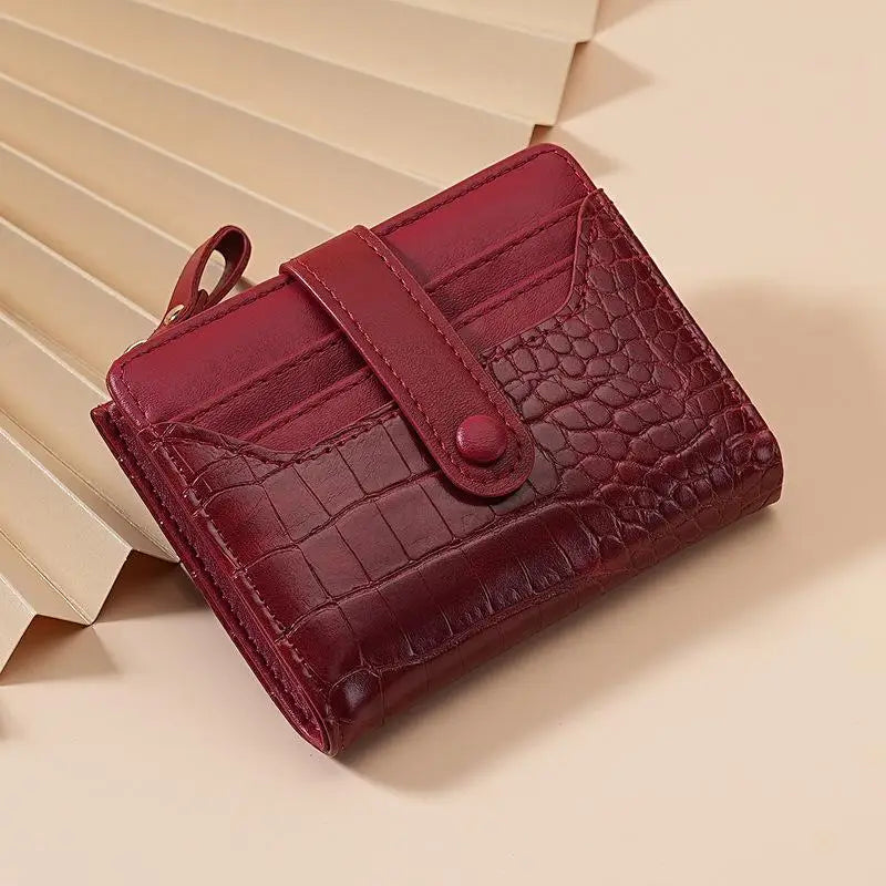 Portefeuille Compact Femme Cuir PU - Multi-Cartes avec Fermeture Éclair
