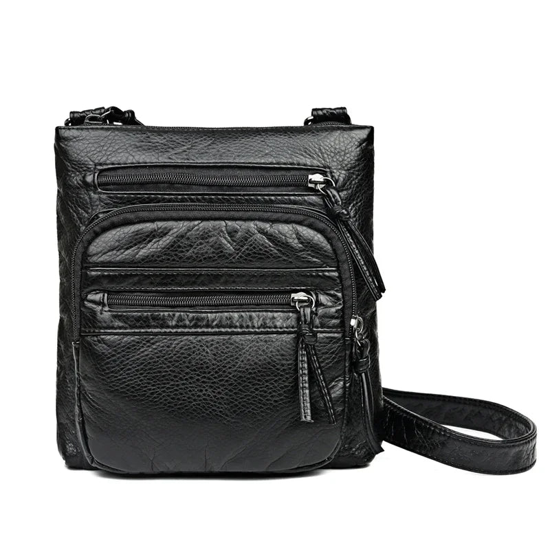 Sac à Main Femme Cuir PU Multi-Couches - Sac Épaule Bandoulière Crossbody Messenger Rabat Porte-Monnaie