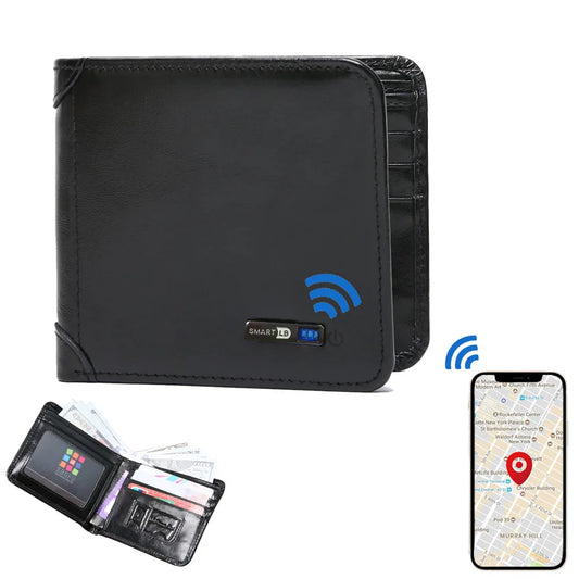 Smart GPS Tracker Men's Wallet - Leather Airtag Android iOS Gentleman Gadget