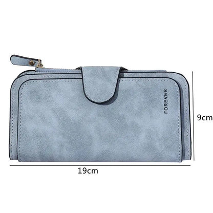 Portefeuille Long Femme Cuir Givré Vintage - Pochette Zip avec Porte-Cartes