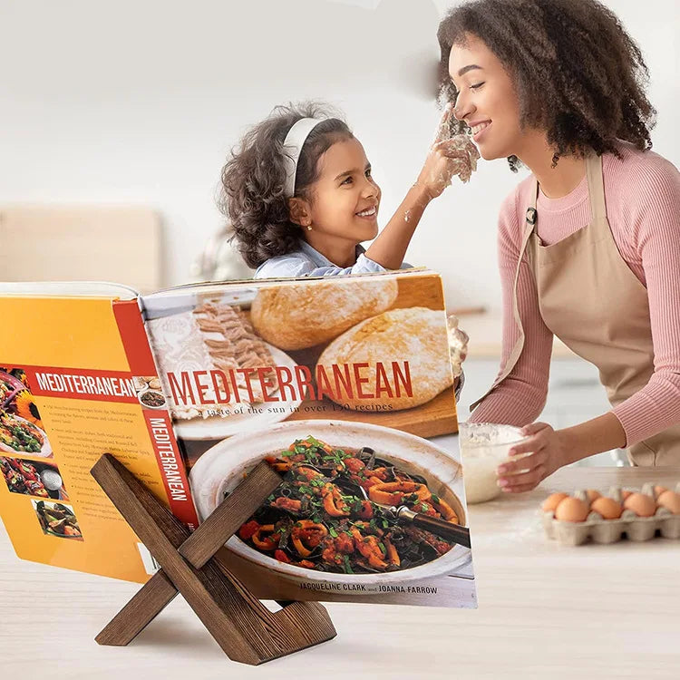 Support Livre de Recettes en Bois - Porte-Menu Cuisine & Bureau