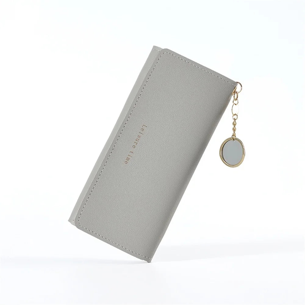 Portefeuille Long Femme Tri-Fold Cuir PU - Clutch Multi-Fonctions Porte-Cartes