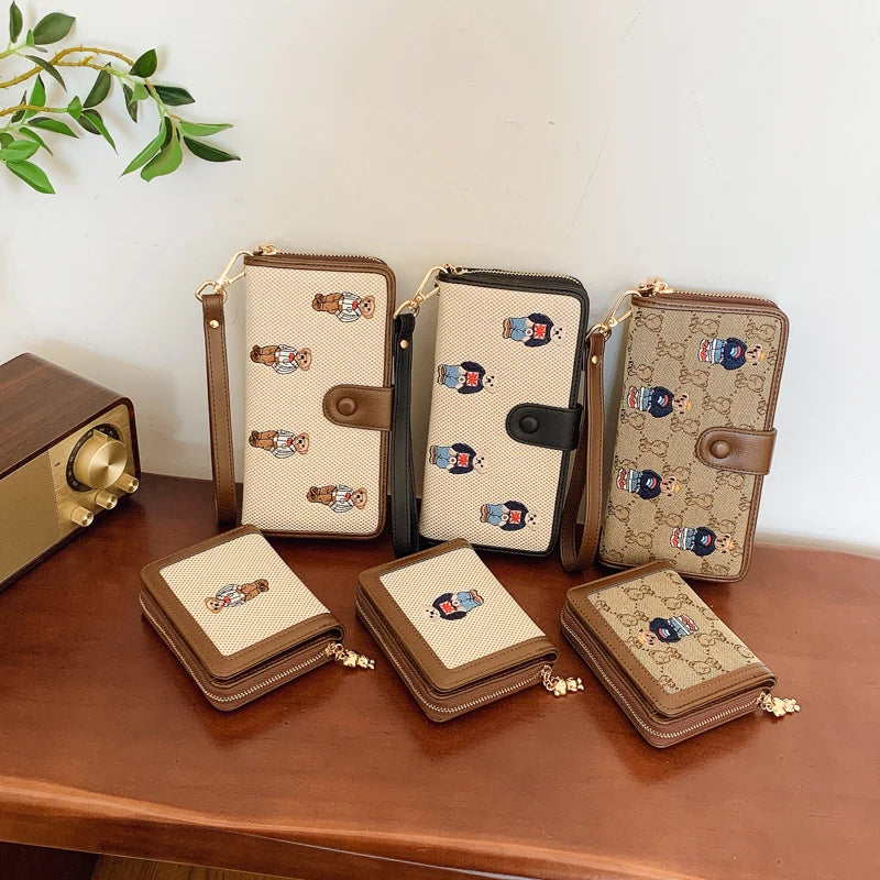 Portefeuille Femme Long Zippé Grande Capacité - Porte-Monnaie Bifold avec Dragonne Porte-Carte Designer Luxe