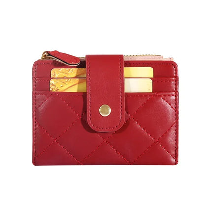 Portefeuille Femme Cuir Petit Sac Zip - Porte-Cartes Porte-Monnaie Rose Noir Rouge