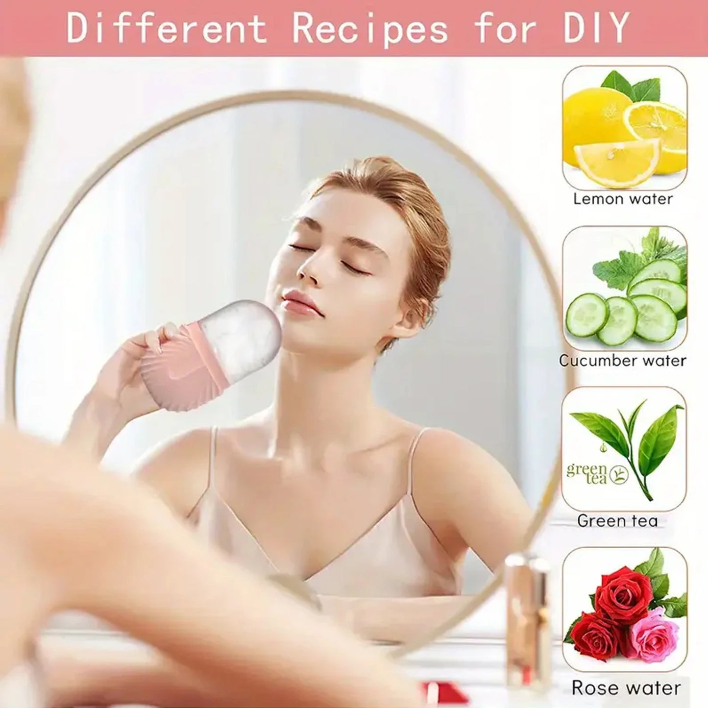 Bac à Glaçons Massage Facial Silicone - Ice Roller Visage Anti-Poches Anti-Cernes Beauté Soin Peau Vert