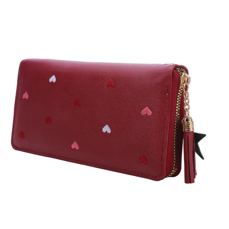 Portefeuille Long Femme Cœur Amour Luxe - Porte-Cartes Téléphone Clutch Fille
