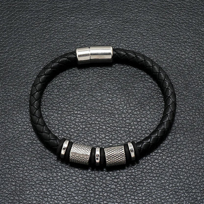 Bracelet Cuir Véritable Homme Magnétique – Style Punk Câble Cadeau