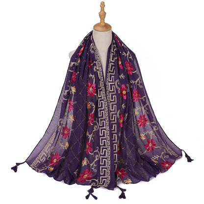 Hijab Imprimé Aquarelle Premium - Voile Femme Doux et Léger