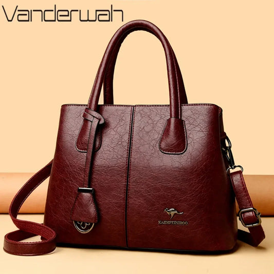 Sac à Main Femme Cuir PU Bordeaux - Grand Tote Bag Épaule Carré avec Bandoulière Crossbody