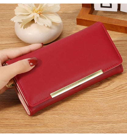 Portefeuille Femme Trifold Long Haut de Gamme - Multi-Cartes Multifonction