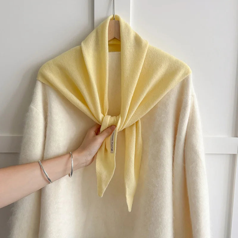 Foulard Triangle Laine Style Américain Coréen - Écharpe Tricotée Multifonction Femme Hiver