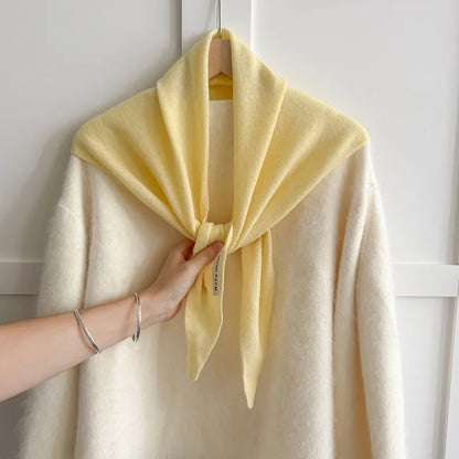 Foulard Triangle Laine Style Américain Coréen - Écharpe Tricotée Multifonction Femme Hiver