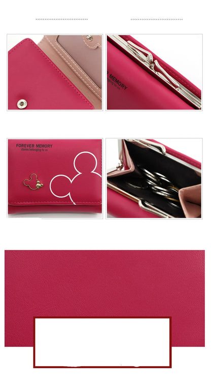 Portefeuille Femme Court Triple Pli Cartoon - Porte-Monnaie Étudiant Lettres Imprimées Rose