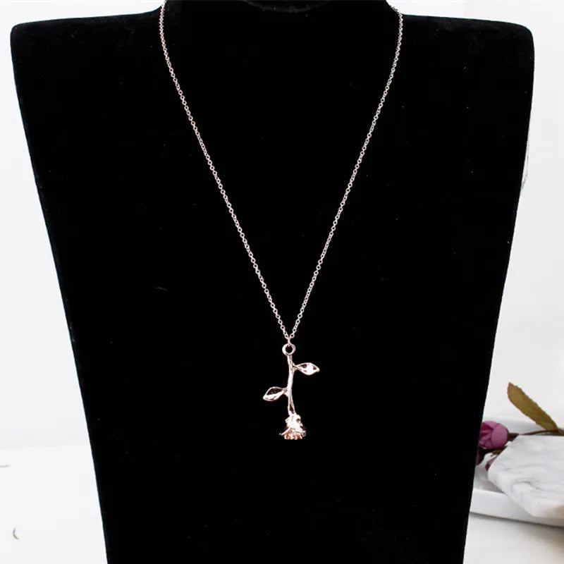 Collier Fleur Rose Délicate - Bijou Bohème Femme - Cadeau Saint-Valentin