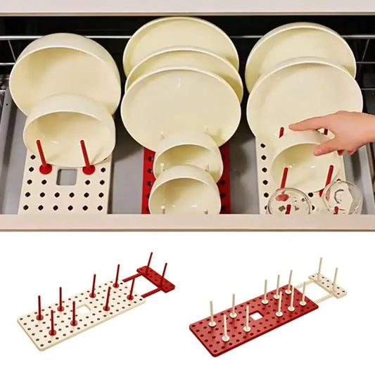 Égouttoir à Vaisselle Ajustable avec 12 Colonnes - Organisateur Cuisine Multifonction