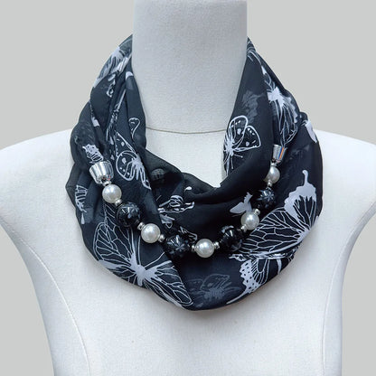 Foulard Collier Mousseline Multicolore Femme - Bijou Statement Neckerchief Bohème Hijab