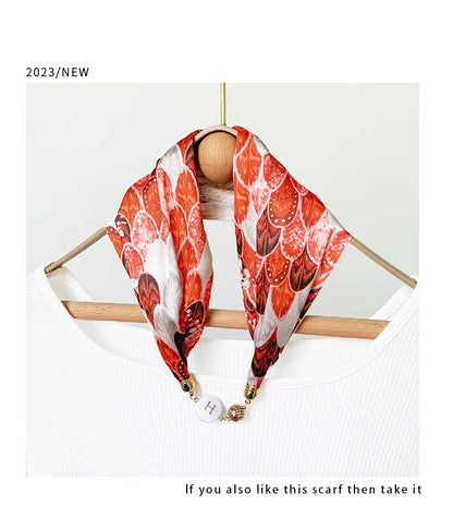 Women's Square Scarf with Magnetic Buckle - Versatile Summer Luxury Scarf/Necklace