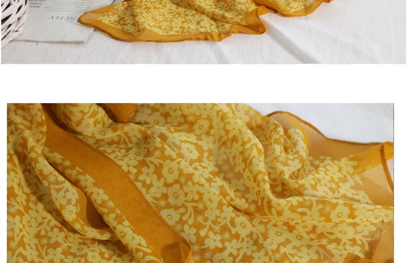 Foulard Écharpe Mousseline Petite Fleur Femme - Bandana Hijab Châle Été Protection Solaire