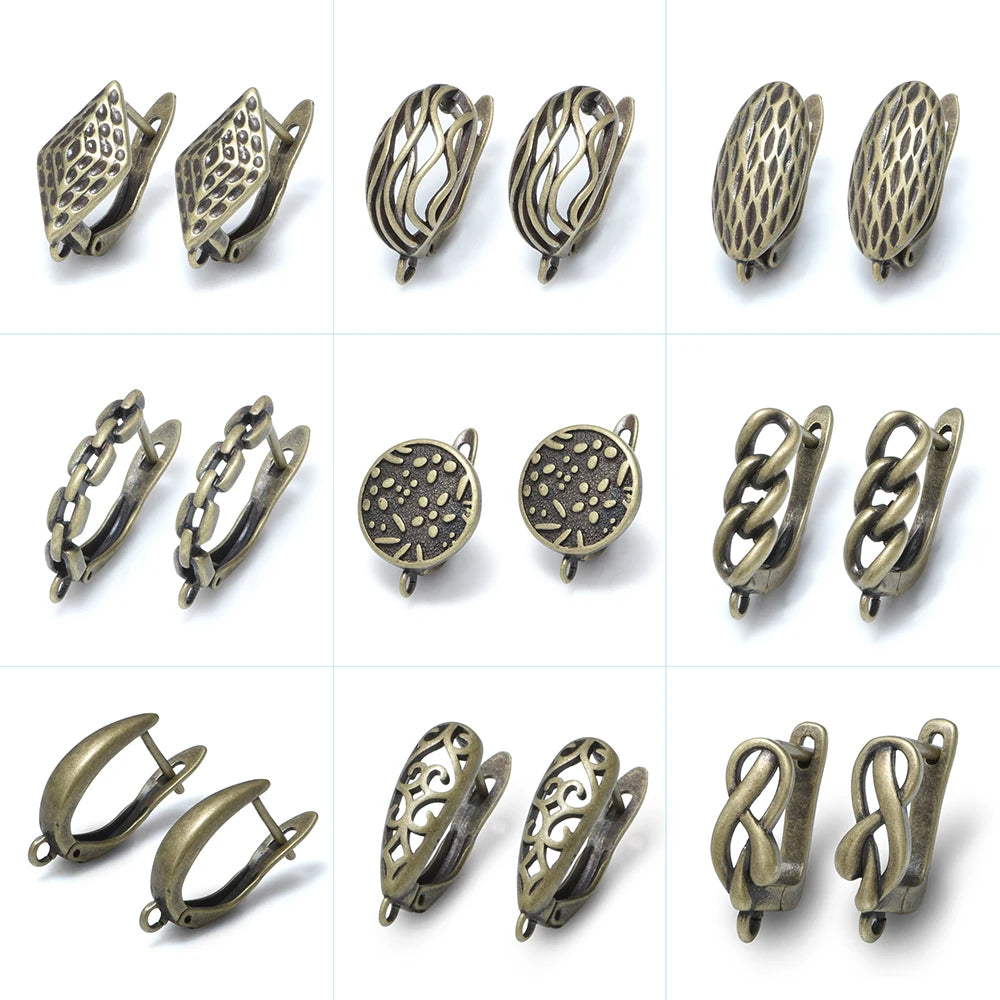 Boucles d'Oreilles Géométriques Bronze Antique - Accessoires DIY Cuivre