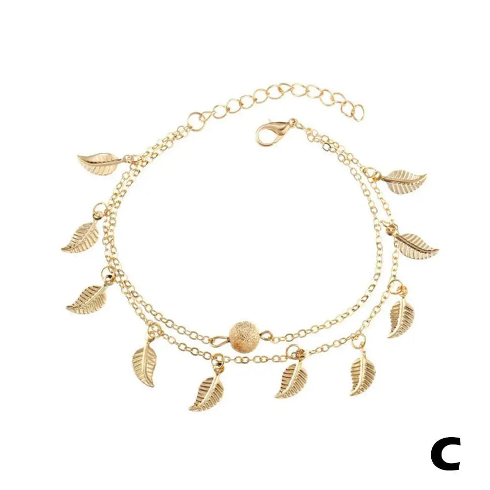 Chaîne de Cheville Bohème Perles Étoiles Pompons – Bracelet Pied Vintage Femme