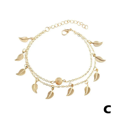 Chaîne de Cheville Bohème Perles Étoiles Pompons – Bracelet Pied Vintage Femme