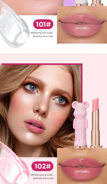 Rouge à Lèvres Hydratant Beauty Glazed Bear - Baume Coloré Nourrissant Effet Aqueux Longue Tenue