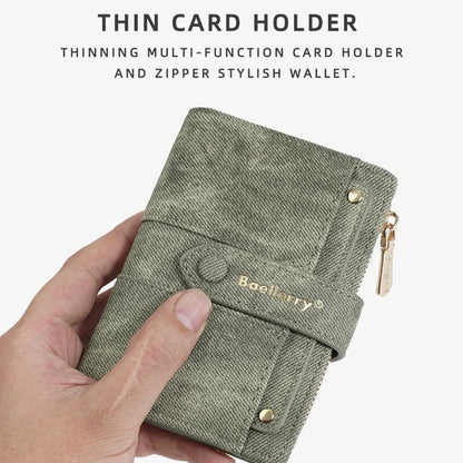 Portefeuille Femme Cuir PU - Porte-Carte Compact Zippé Grande Capacité pour Cartes Bancaires et Voyage