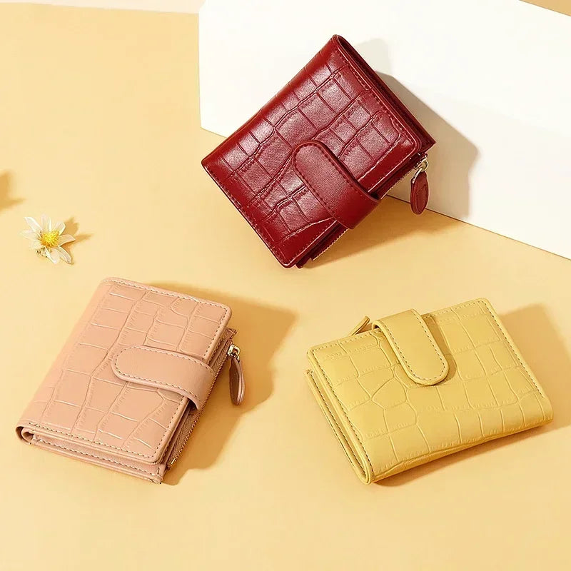 Portefeuille Femme Court Fashion Zipper - Wallet Cuir PU Porte-Monnaie Coin Pocket