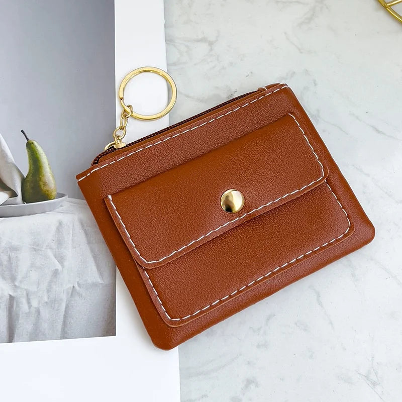 Portefeuille Femme RFID Blocking Trifold Multi-Cartes - Porte-Monnaie Zippé Porte-Clés Sécurisé