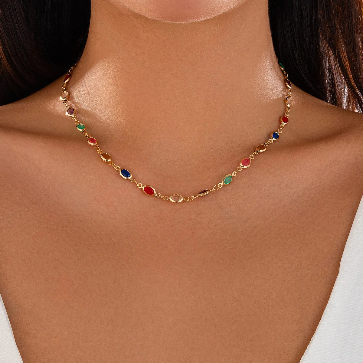 Bracelet Cristaux Colorés Bohème Tissé Main Créatif – Chaîne Dorée Simple Femme