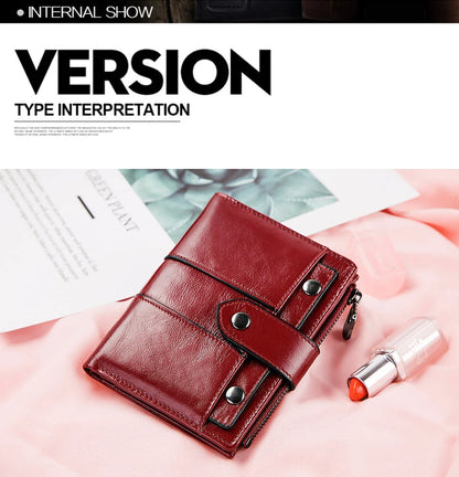 Portefeuille Femme Cuir Véritable RFID - Pochette Court avec Fenêtre ID