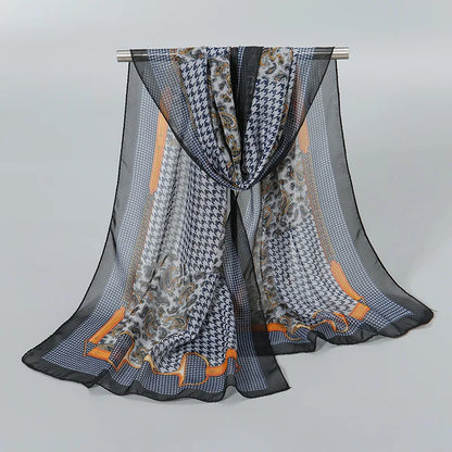 Foulard Soie Mousseline Luxe Femme - Écharpe Tête Plage Bandana Hijab Été
