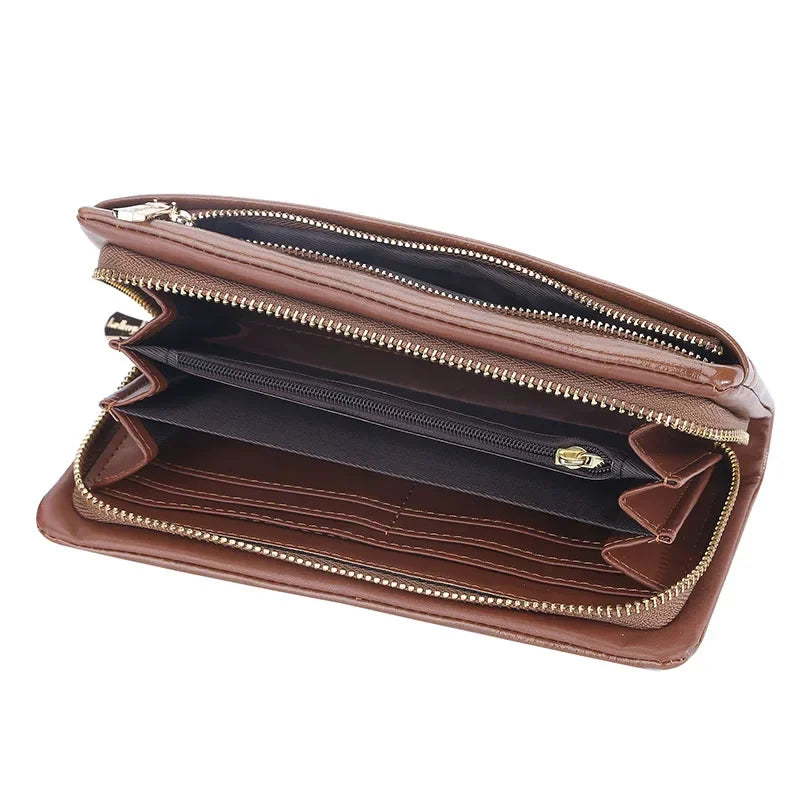 Portefeuille Femme Cuir PU Multi-Fonctions - Pochette Clutch Porte-Cartes Téléphone