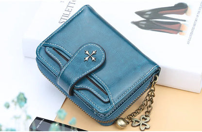 Portefeuille Femme Court Cuir PU Noir - Porte-Monnaie Hasp avec Porte-Cartes et Compartiment Pièces