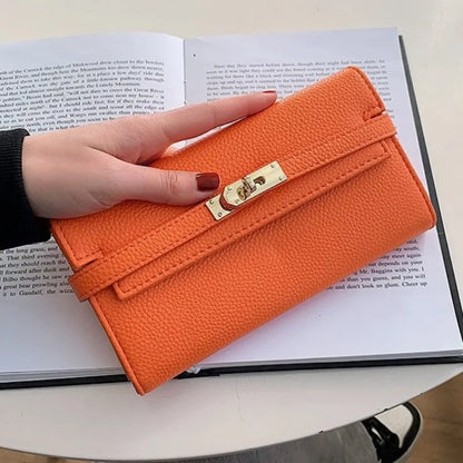 Portefeuille Femme Long Élégant Polyvalent - Clutch Bag Porte-Monnaie Niche Simple Haute Qualité