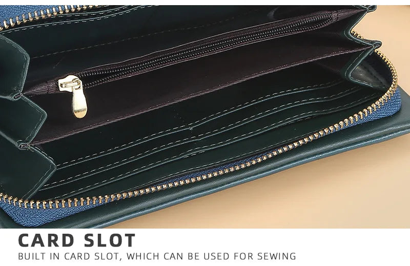 Portefeuille Femme Cuir PU Multi-Fonctions - Pochette Clutch Porte-Cartes Téléphone