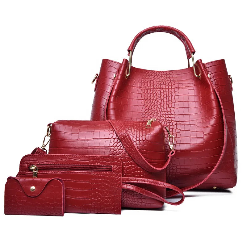 Ensemble 4 Pièces Sacs à Main Femme Cuir Vintage - Set Complet Bandoulière Cadeau 2026