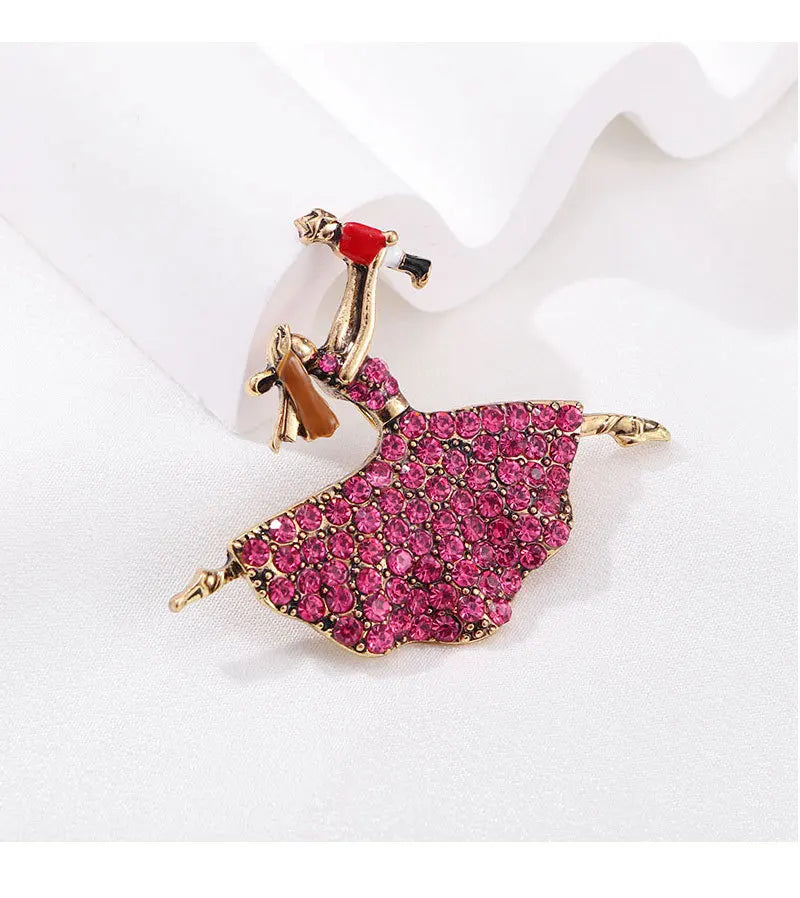 Broche Danseuse Ballet Cristaux – Pin's Vintage Élégant Femme Fille