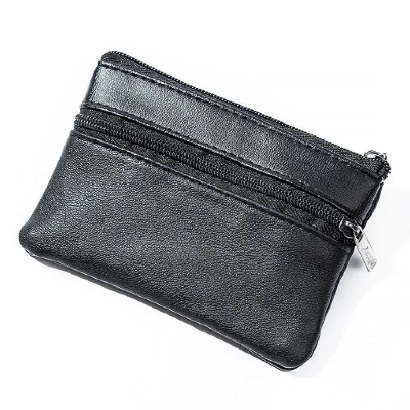 Porte-Monnaie Cuir Zipper Homme Femme - Mini Wallet Porte-Clés Compact