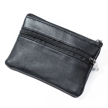 Porte-Monnaie Cuir Zipper Homme Femme - Mini Wallet Porte-Clés Compact