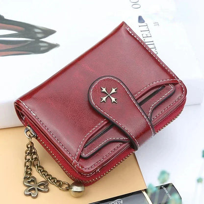 Portefeuille Femme Court Cuir PU Noir - Porte-Monnaie Hasp avec Porte-Cartes et Compartiment Pièces