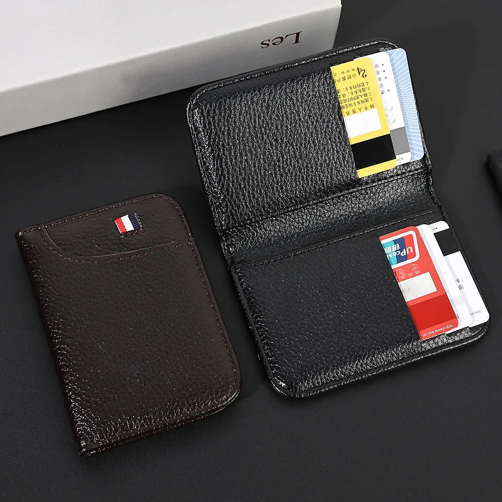 Portefeuille Homme Ultra-Mince Cuir PU - Mini Porte-Cartes Court Portable