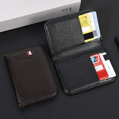 Portefeuille Homme Ultra-Mince Cuir PU - Mini Porte-Cartes Court Portable